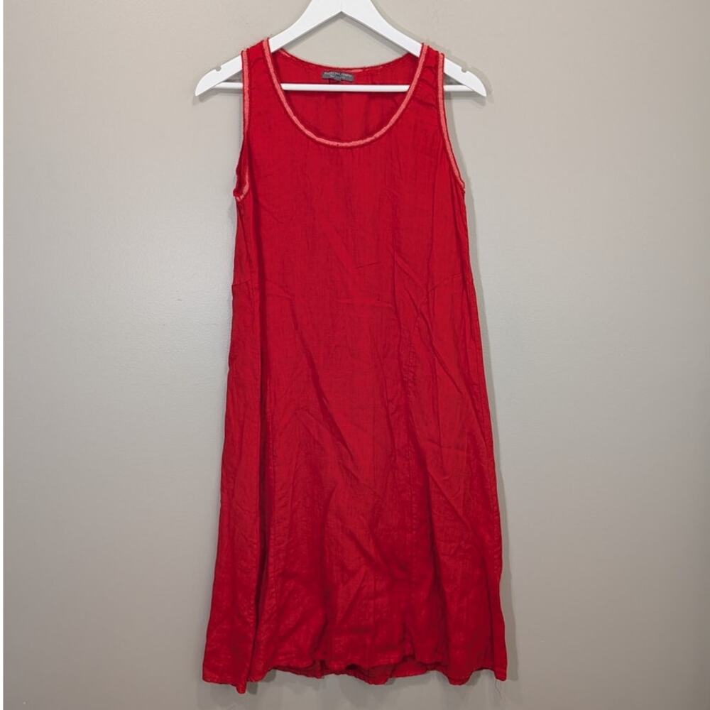 Piazza Del Tempio Linen Sundress Red Bold Breezy Brunch Beach Travel - Size S